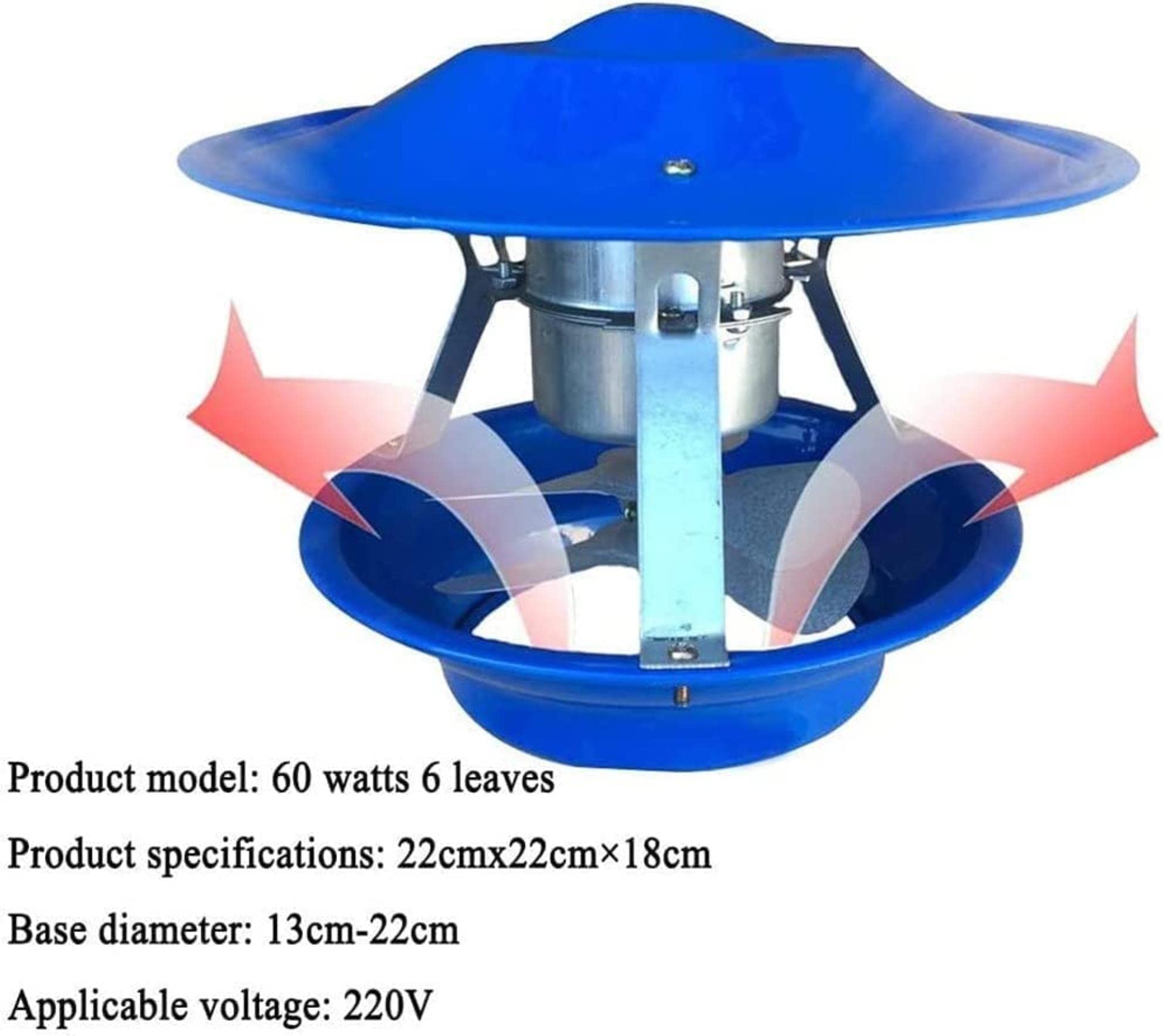 Estrattore Elettrico della Ventola del Camino di 50W per Il Camino, Pompa di rimozione del Fumo 60W con convertitore, induttore di pescaggio Silenzioso Si Adatta al Diametro della canamaglia 13-22cm,
