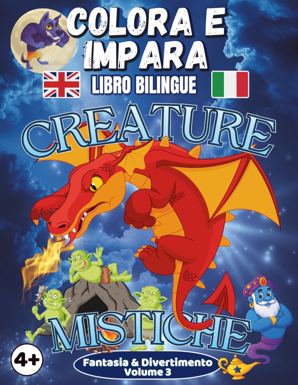Colora e Impara Creature Mistiche- Libro Bilingue: Imparare diventa un gioco da fare insieme, parole in inglese e italiano, curiosità divertenti e attività extra nel mondo delle creature fantasy.