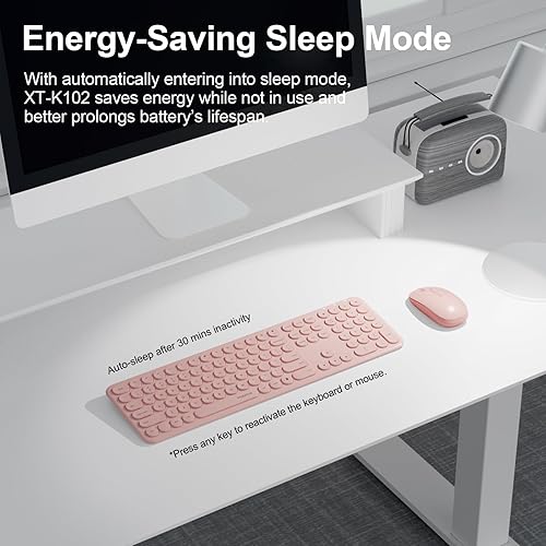 Vista 29 de Lindo teclado y mouse inalámbricos para PC, computadora portátil, Windows, Mac, tabletas, ultrafino, USB inalámbrico de tamaño completo, silencioso