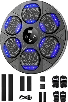 Music Boxing Training Machine for Kids & Adults - 9 Modes & 9 Speeds,Bluetooth Smart Boxing Machine, Wall Target Punching Workout, Reflex Training Suitable for Home Office Gym Fun Fitness Equipment