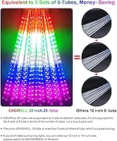Vista 4 de Luces de Lluvia de Meteoros de Navidad, 20 en 20 Tubos Luces de Lluvia en Cascada con Cambio Automático con 12 Modos, Decoración Navideña