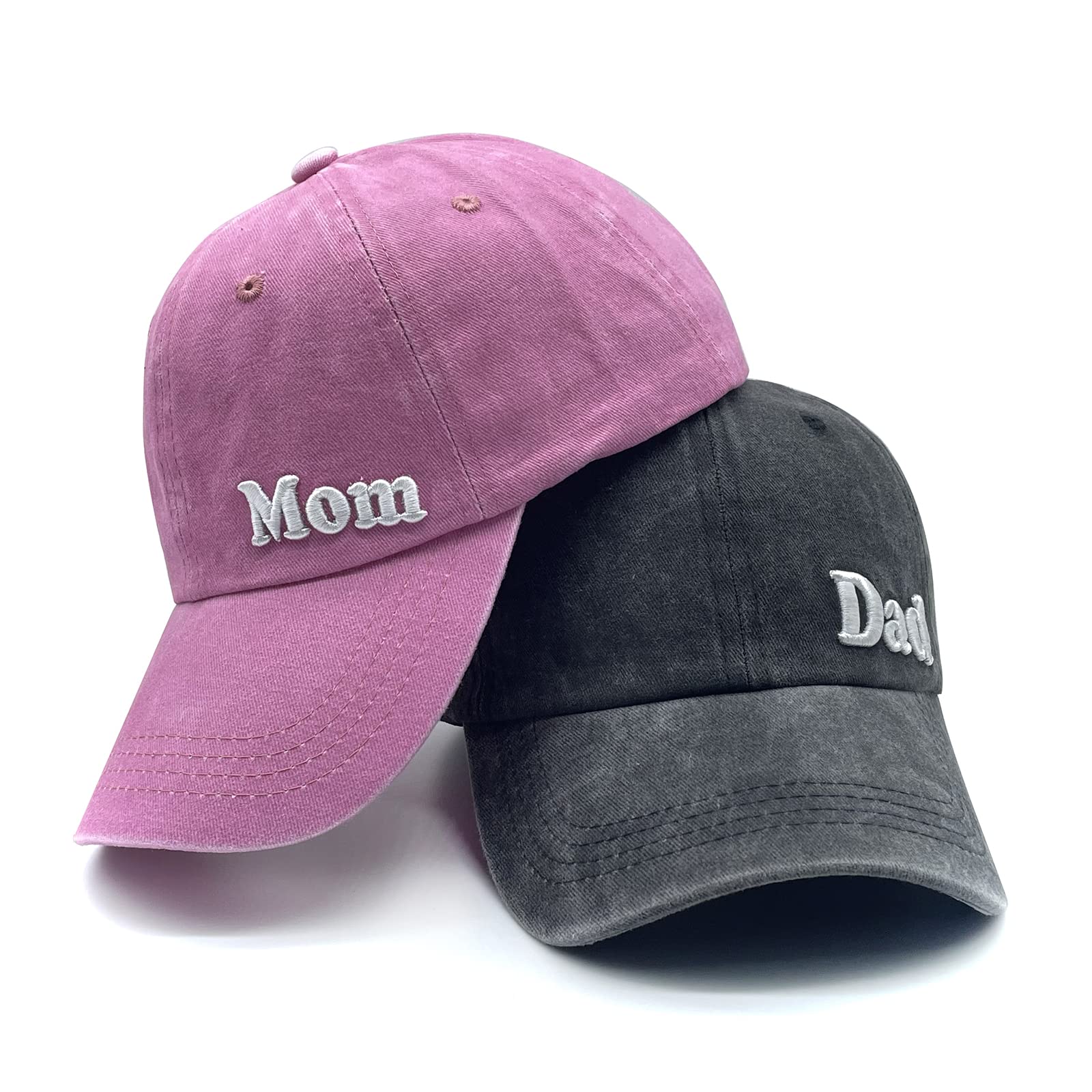 Waldeal Embroidered Mom and Dad Hat Baby Announcement Adjustable Distressed Baseball Caps