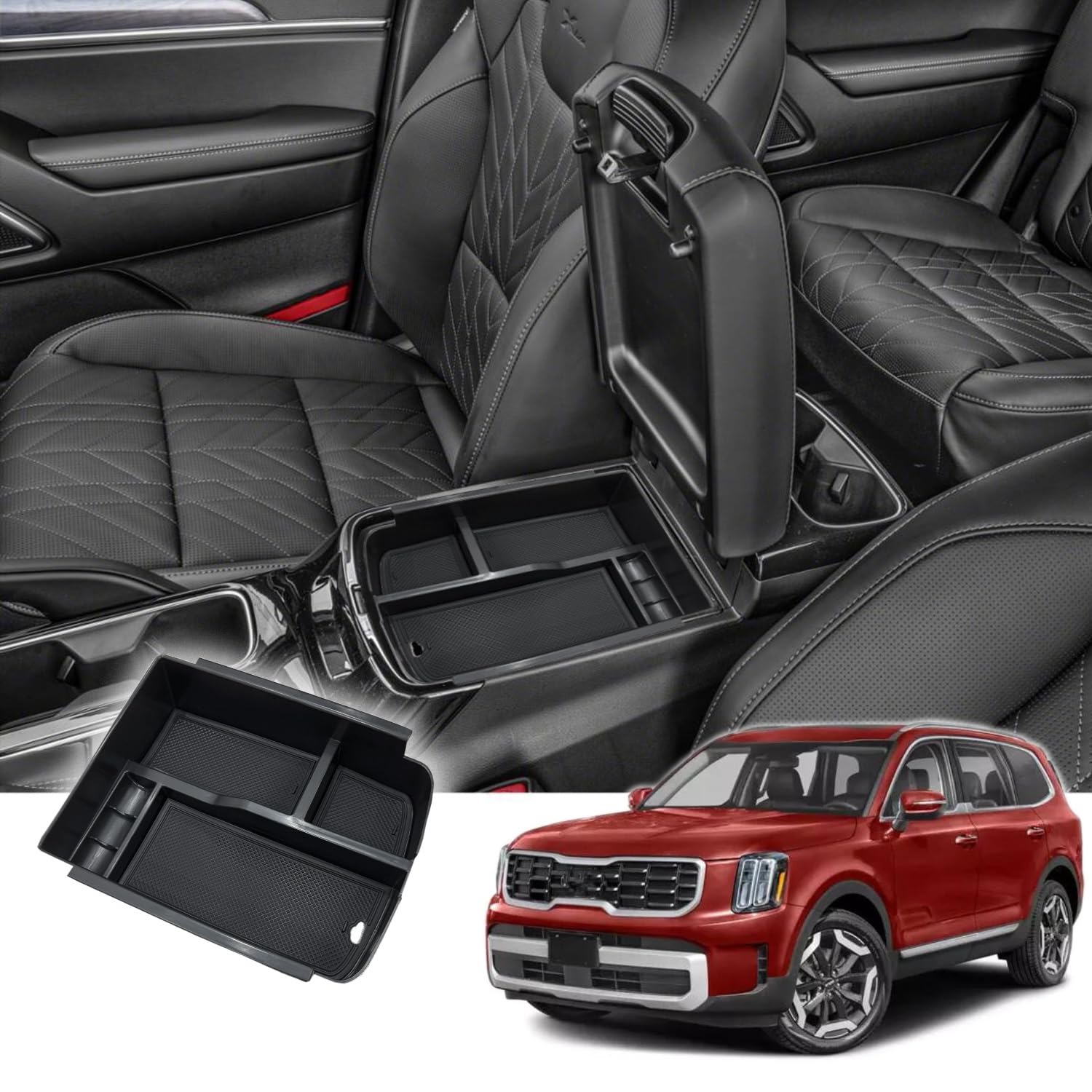 Vesul Compatible with Kia Telluride 2025-2020 Center Console Armrest Storage Tray Box ABS Insert Organizer Glove Console Separation Glove Pallet Phone