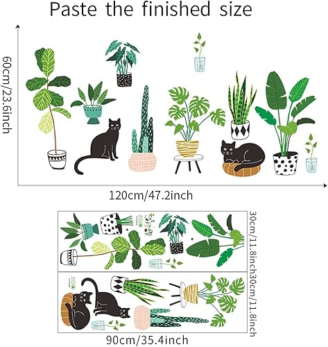 Miniatura 6 de Adhesivo de pared de plantas verdes, planta natural, maceta, hoja de palmera, cesta colgante, mural, calcomanía de pared de plantas tropicales,