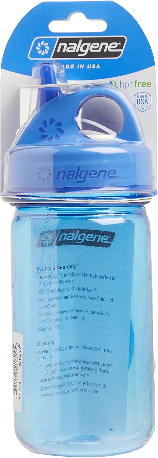 Nalgene Grip-N-Gulp Bottle with Cover, Blue, 12 oz