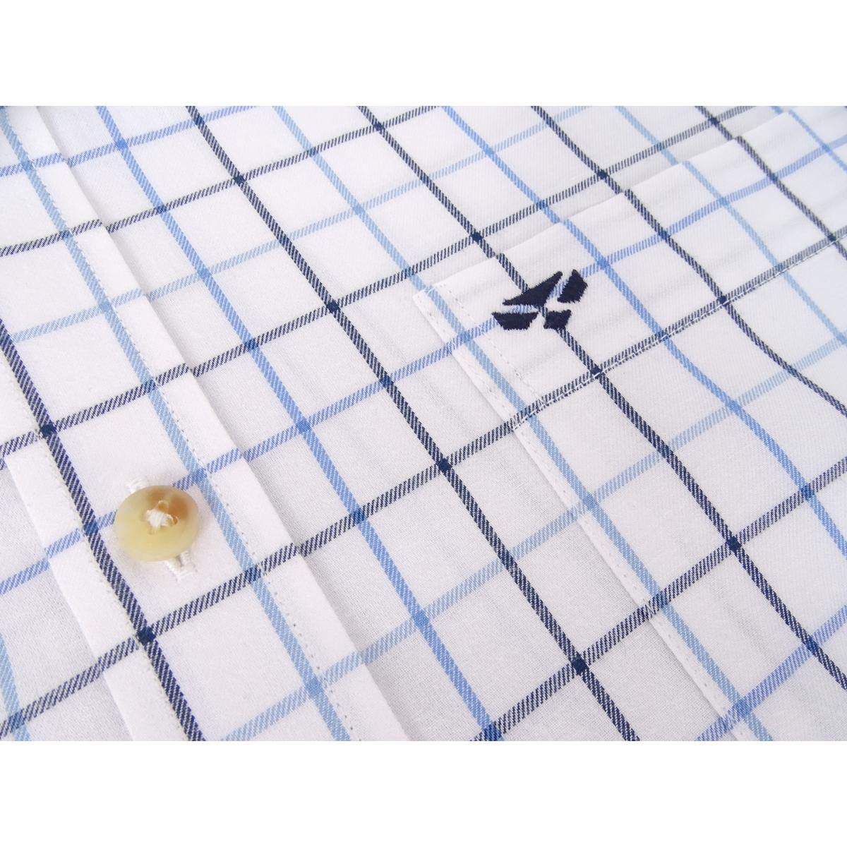 Sponsored Ad – Viscount Premier Tattersall Shirt White/Navy Check - 100% Cotton, Classic collar shape, chest pocket