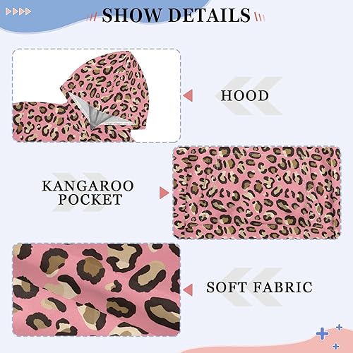 Leopard Dark Brown Toddler Girls Pullover Hoodie Sweatshirt 4-14Y 202c1465(202c1465,12-13 Years)