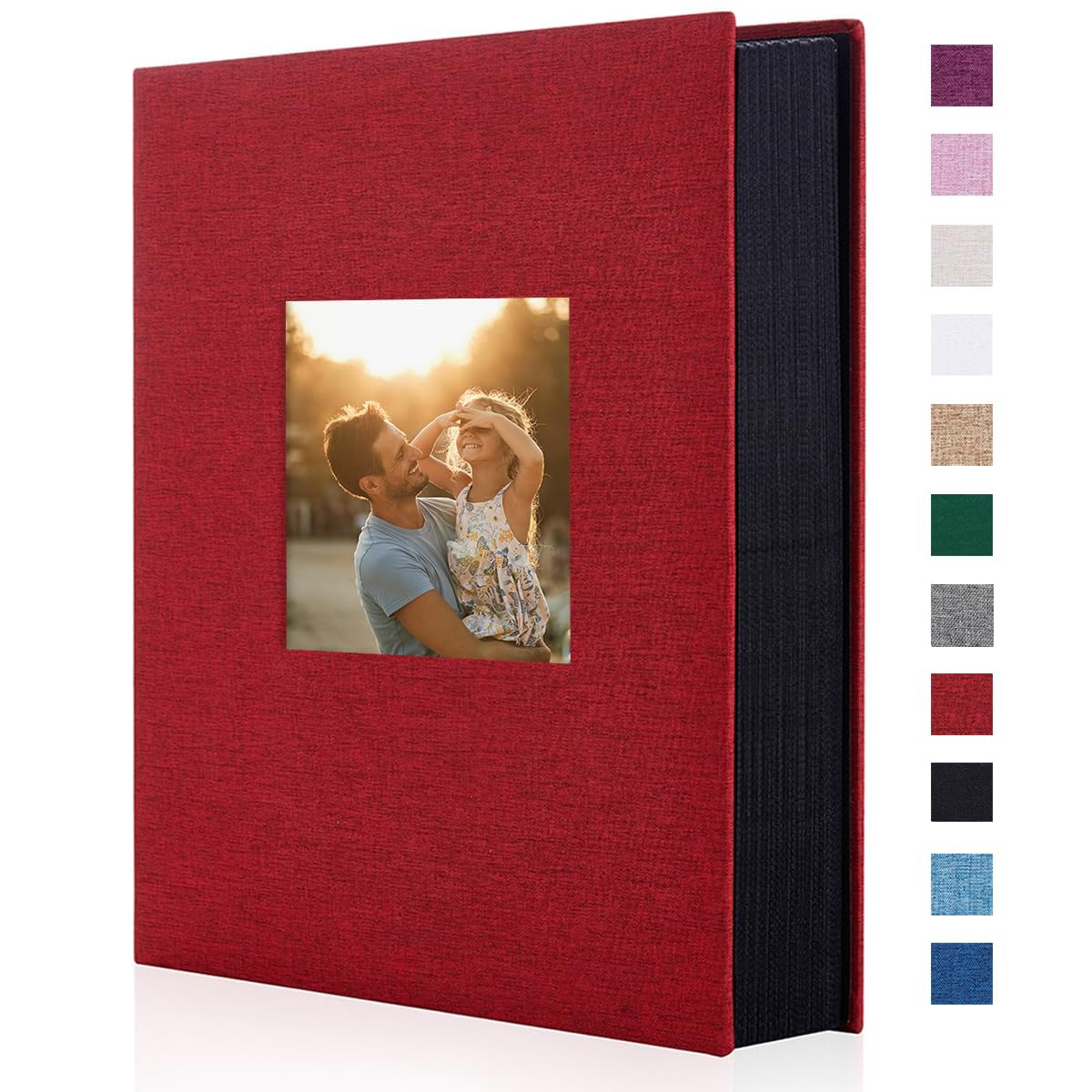 ArtmagArtmag Fabric Photo Album 4x6 300 Large Capacity for Family Wedding Anniversary Linen Album Holds 300 Horizontal Photos (300 Pockets, Red)