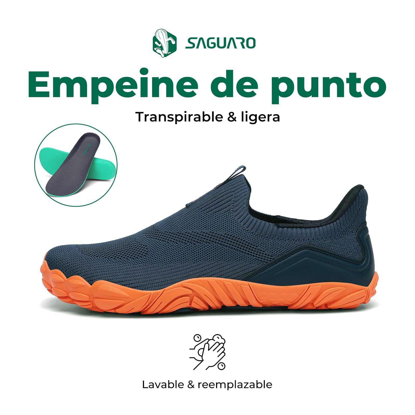 Saguaro Unisex Zapatos Barefoot Slip-On de Cinco Dedos – Calzado Minimalista para Uso Diario, Caminar, Gr.36-48 - 4