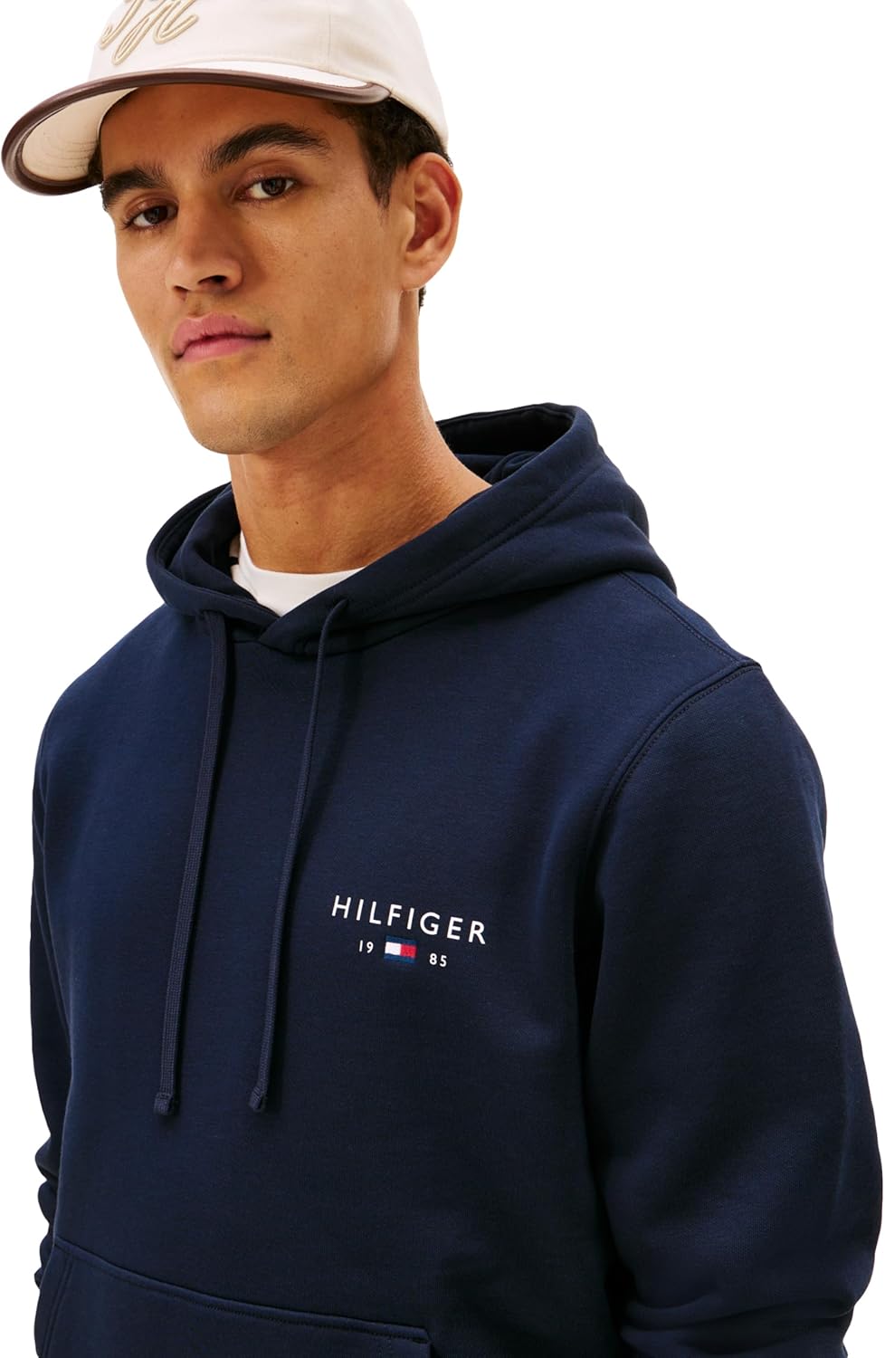 Tommy Hilfiger mens Medium Weight Cotton Hoodie Sweatshirt With Embroidered Flag Logo and Drawstring - Image 2
