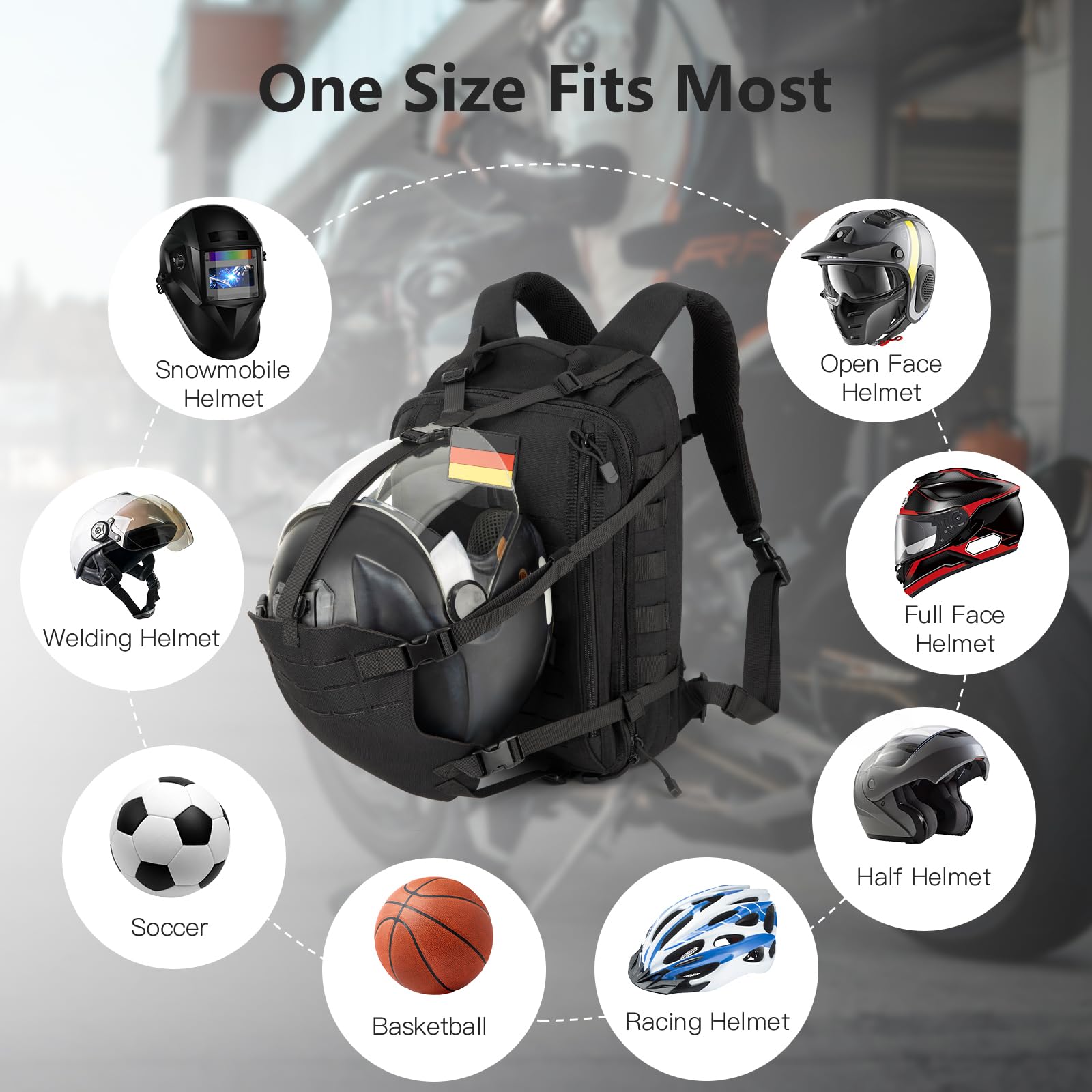 Mochila para casco de moto: mochila para moto de 20l para hombre y mujer