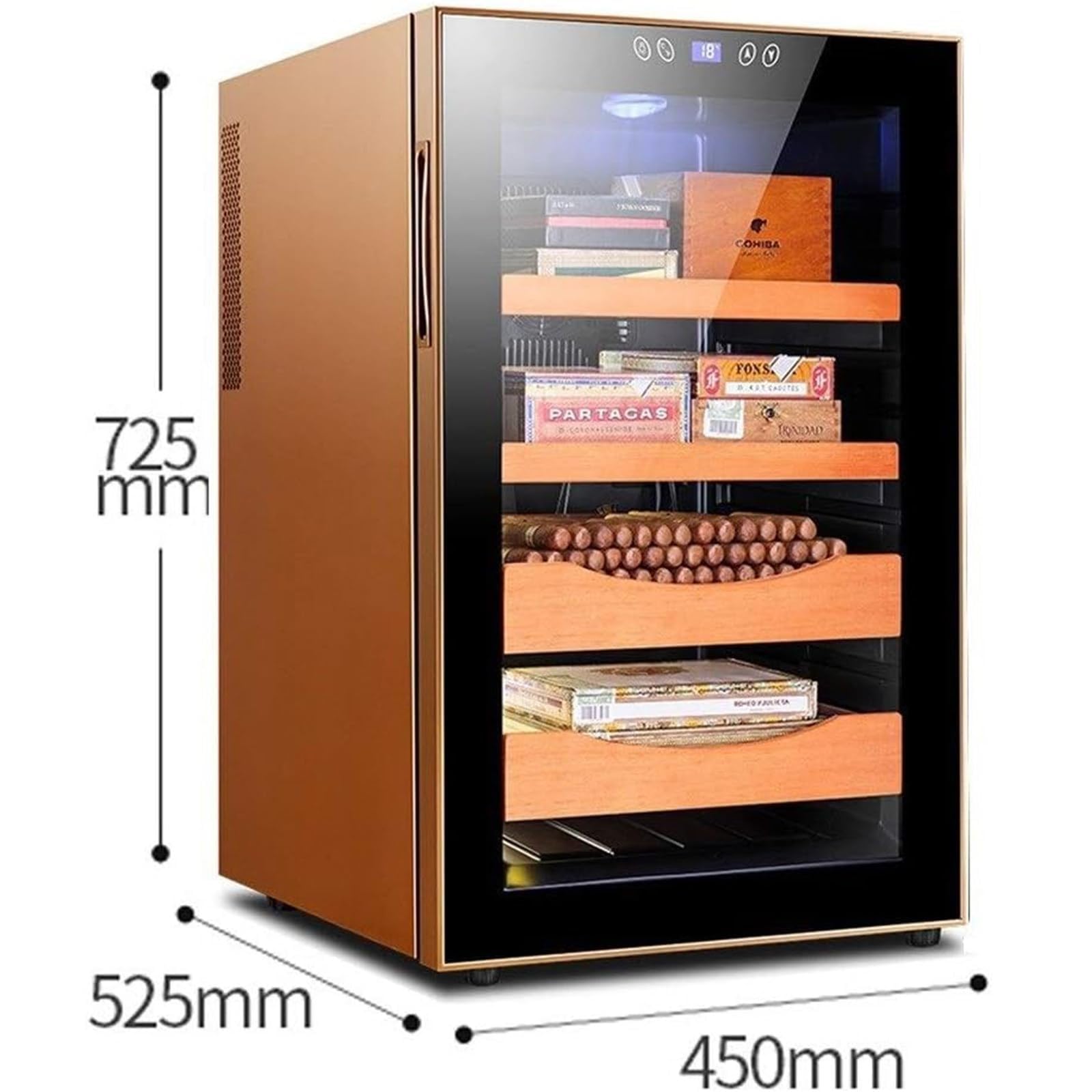Humidors Zigarrenschrank 70L Zigarrenschrank Elektronischer Energiesparender Humidor, Große Kapazität Zigarrenkiste High-End-Raucherset Zigarre Thermoelektrischer Kühler Luftbefeuchter Intelligentes