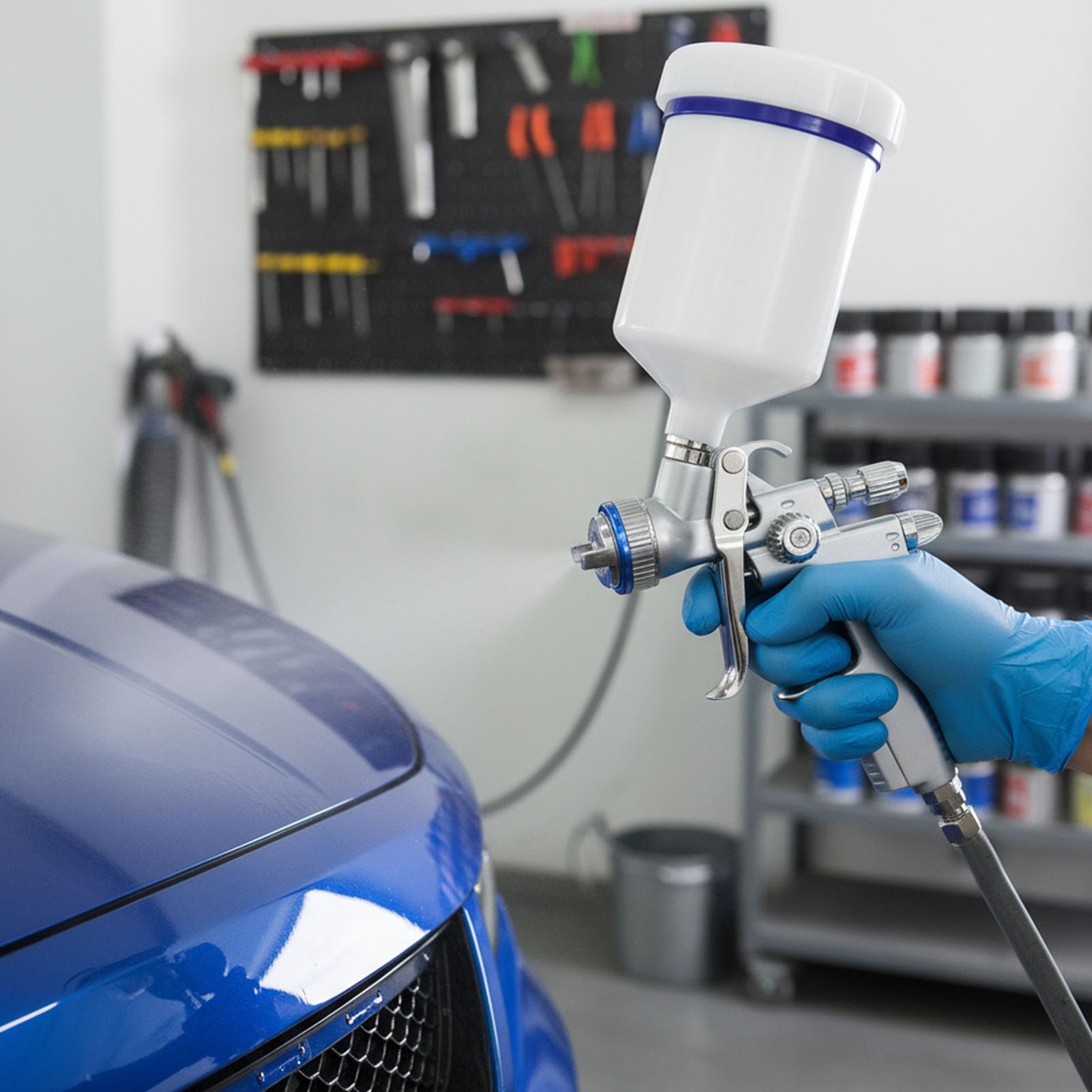 Zestaw Pistoletów Natryskowych HVLP Lekka Dysza 1,3 Mm do Mebli Samochodowych i Malarstwa Artystycznego Matowe Srebro z Kubkiem 600 Ml