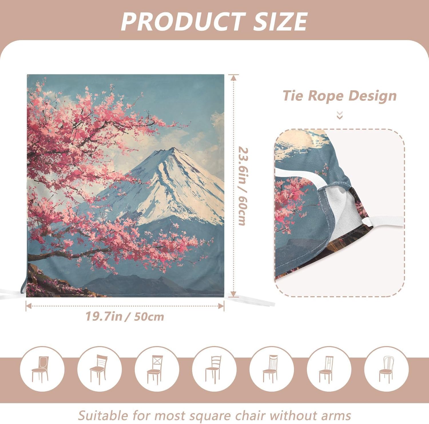 ALAZA Japanese Mountain Cherry Flowers Chair Back Cover Set of 6, Washable Reusable Removable Chair Slipcovers Decorative Chair Cover for Home Kitchen Wedding Party