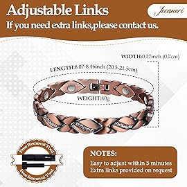 Jecanori Pure Copper Bracelets for Women,Ultra Magnetic Bracelets for Women with 3500 Gauss Magnets,Crystal Valentine\'s Day Jewelry Gift, Sizing Tool