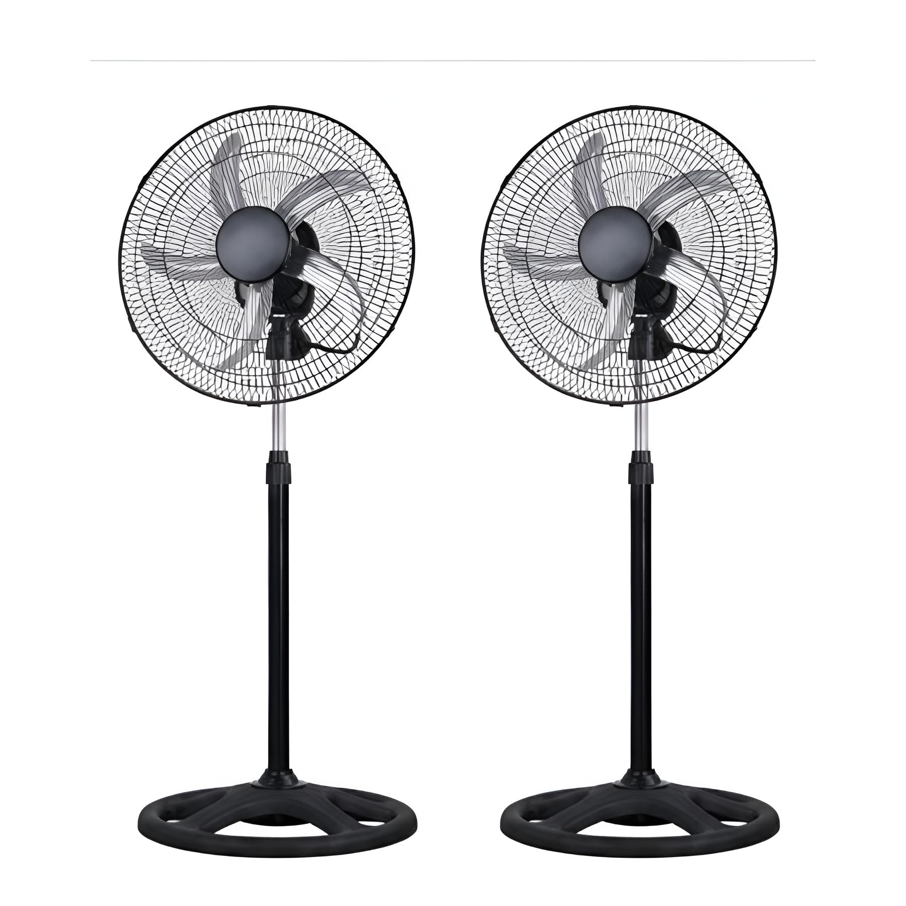 Genérico PACK DE 2 Ventilador de Pie Industrial 18" (45 cm) 70W, 5 Aspas, 3 Velocidades, Oscilación 180°, Altura Regulable 82-128 cm, Motor de Cobre, Silencioso, para Hogar y Oficina hasta 50 m²