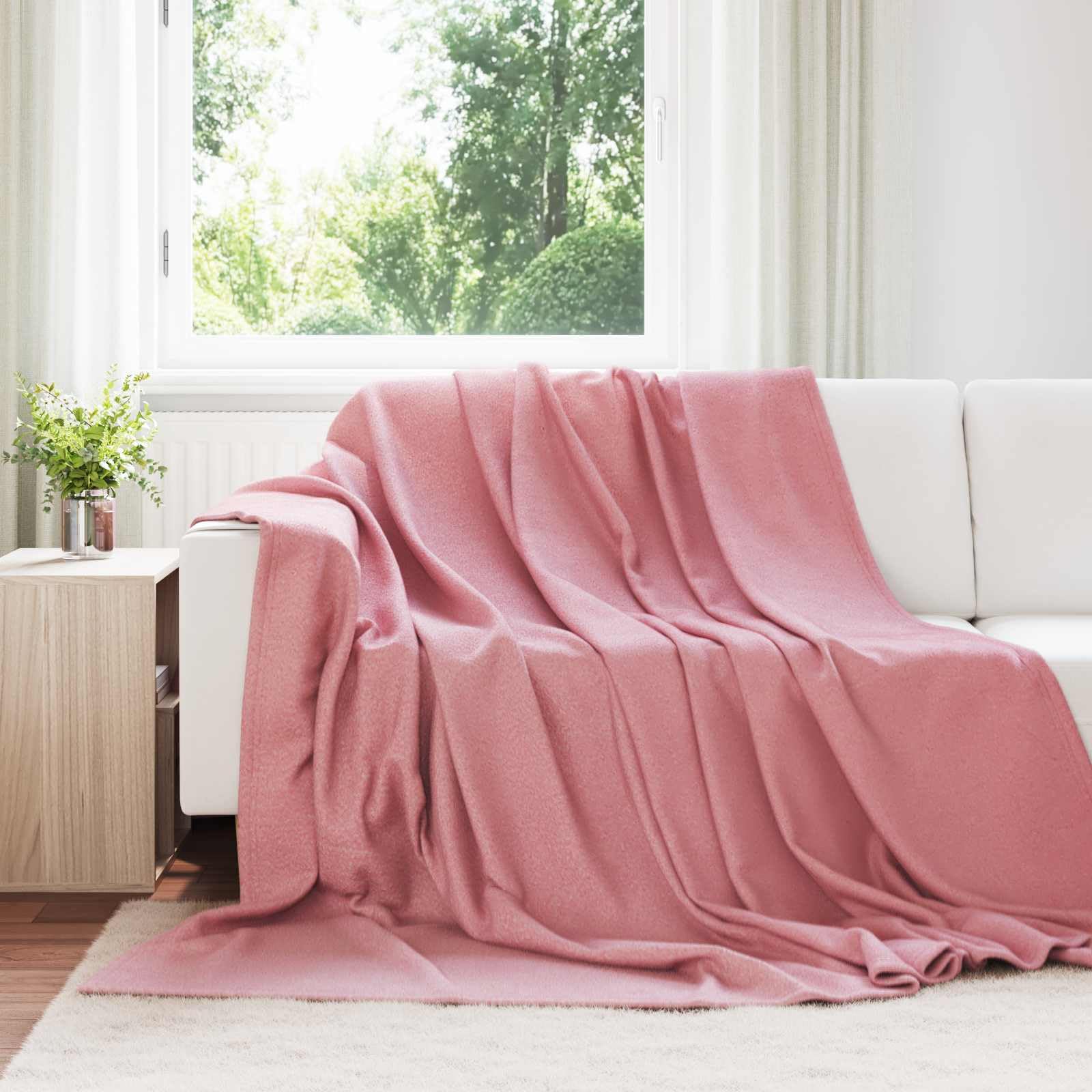 Coperta rosa, 240 x 220 cm, in pile, morbida, traspirante, calda, per divano, soggiorno, camera da letto, versatile, come coperta da letto, copriletto e coperta da picnic