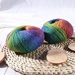 Anneome Colorful Wool Yarn 2pcs Rainbow Soft Wool Gradient Yarn knitting accessories for Knitting Hats Socks and Clothing Multi Color
