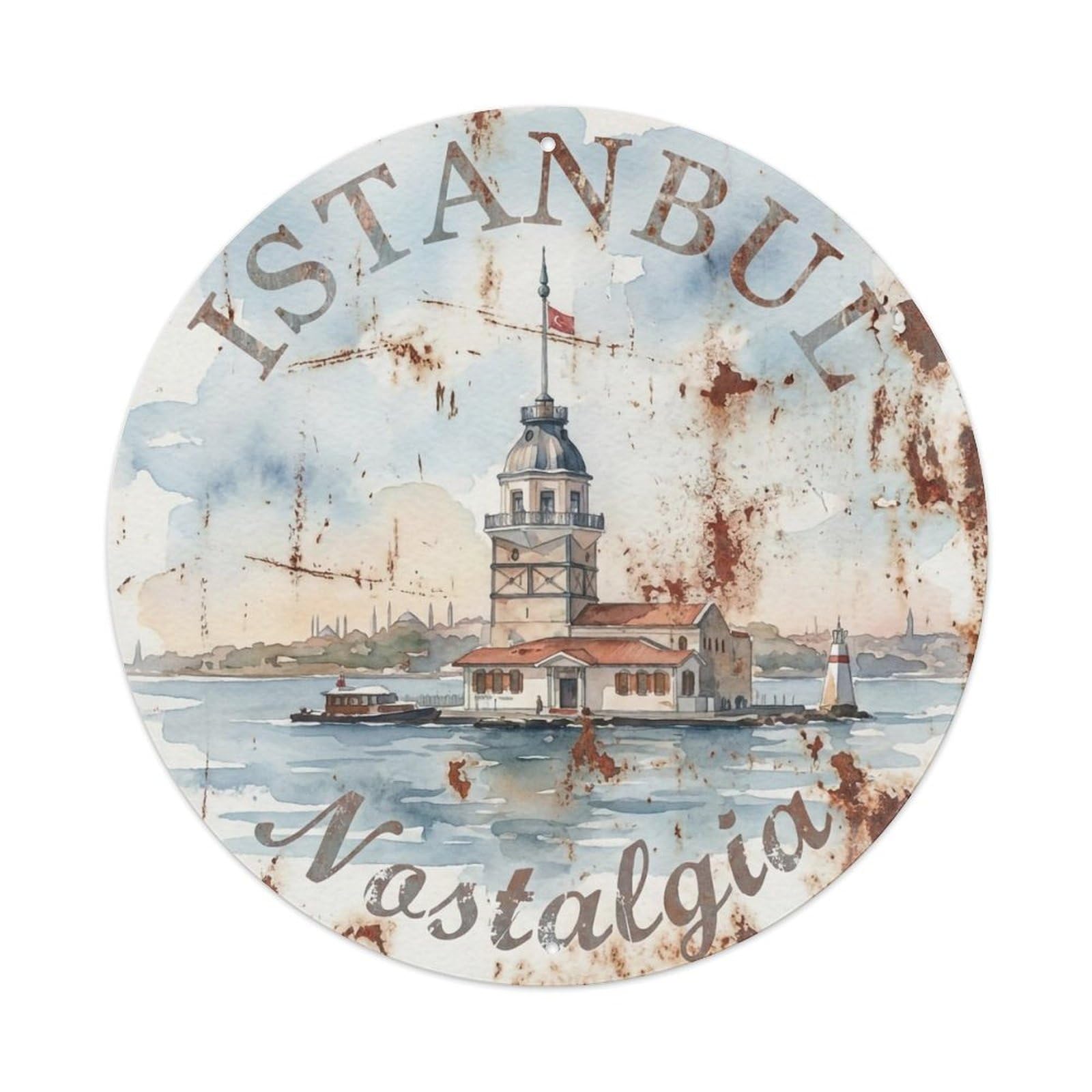 Vintage Travel Istanbul Turkey Nostalgia Vintage Metal Tin Sign Plaque Wall Decor for Cafe, Club Bar, Office, Garden Metal Poster 8x8Inch