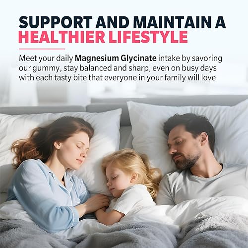 Miniatura 5 de Gomitas de glicinato de magnesio, suplementos de glicinato de magnesio de alta absorción para relajación, masticables de frambuesa para adultos y