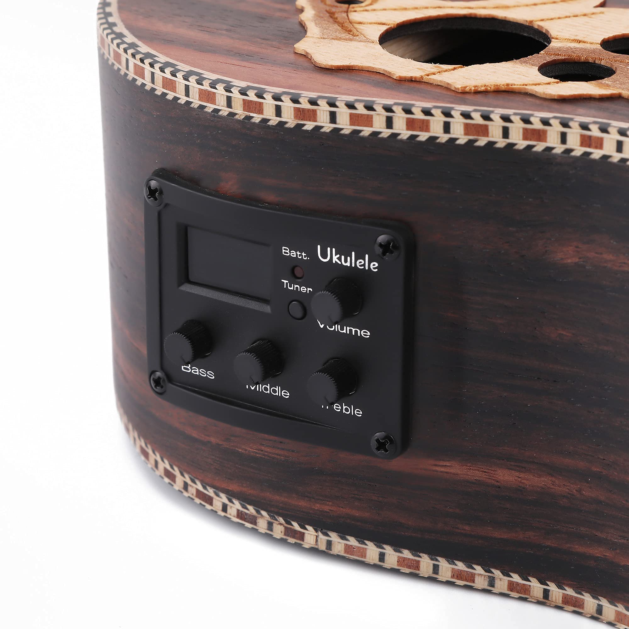 Batking Ukulélé Baryton Blackwood Acoustique Ukulele Bariton avec barre de réglage avec étui de ukelele, sangle, cordes en nylon, accordeur électrique, médiator, shaker