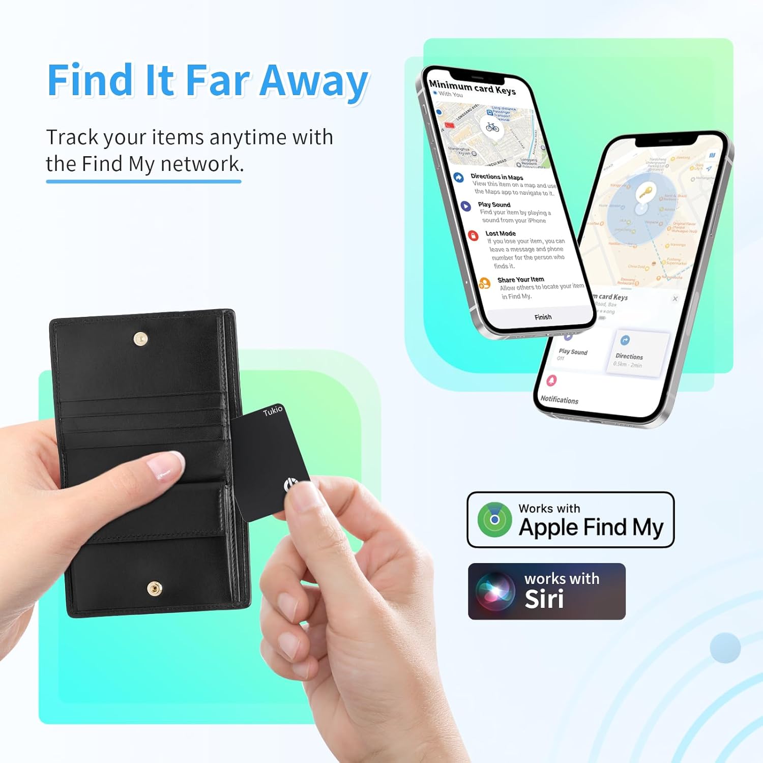 Wallet Tracker Card, Slim Card Tracker for Wallet Compatible with Apple Find My (iOS only), Bluetooth Tracker IP68, Rechargeable Item Finder for Keys, Bags, Passport, 4 pack Black[Apple MFi Certified]