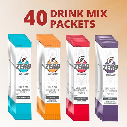 Miniatura 4 de Paquete variado de paquetes de polvo Gatorade G Zero. 40 paquetes de paquetes de polvo Gatorade cero. Diez paquetes de polvo Gatorade sin azúcar