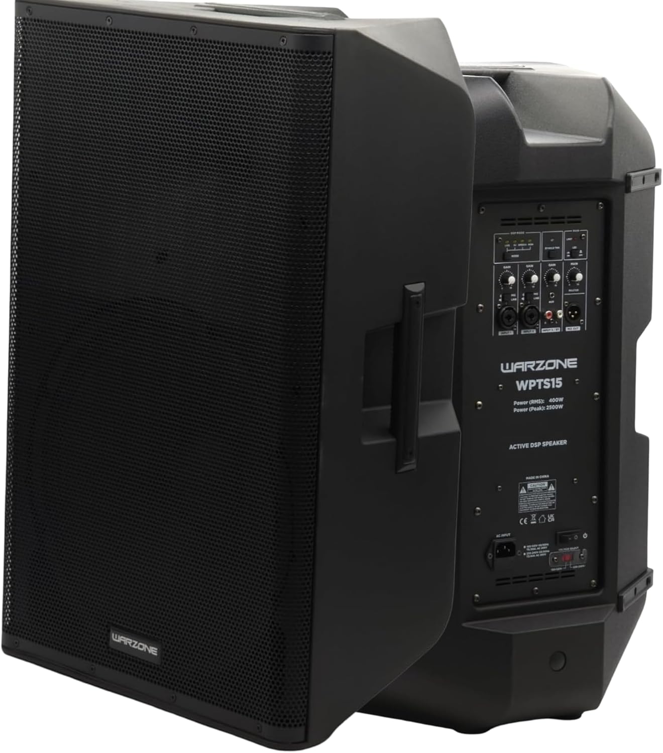 Warzone 1X WPTS15 Apollo-Active Series 2500W Peak Power 15-Inch 2-Way Powered Speaker, Class D & AB Amplifier, Bluetooth, DSP Modes, and 136dB Max SPL for Pro Audio DJ Party