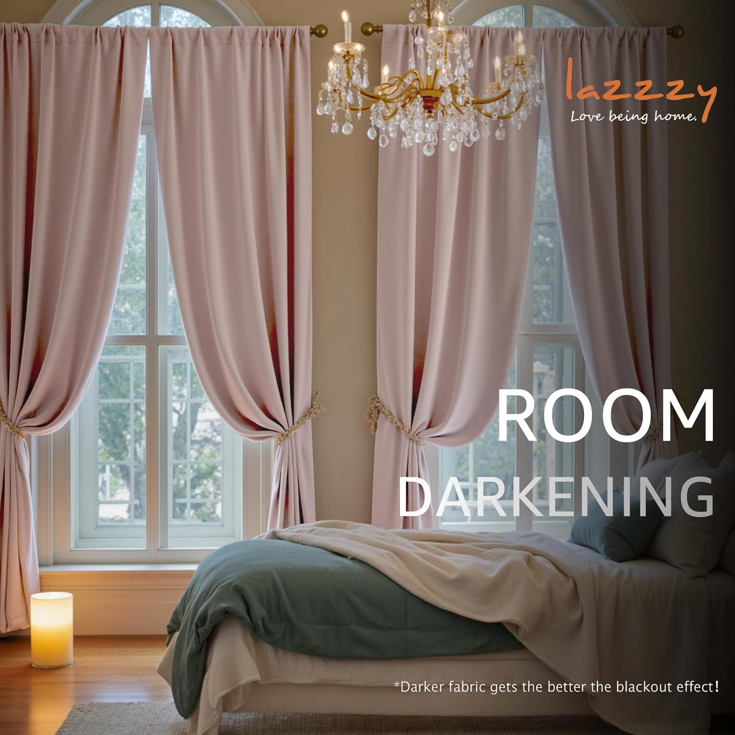 Lazzzy Blackout Curtains Thermal Insulated Room Window Drapes Super Soft Luxury Curtains for Living Room Bedroom Rod Pocket 2 Panels, Dusty Pink, 52" W x 84" L