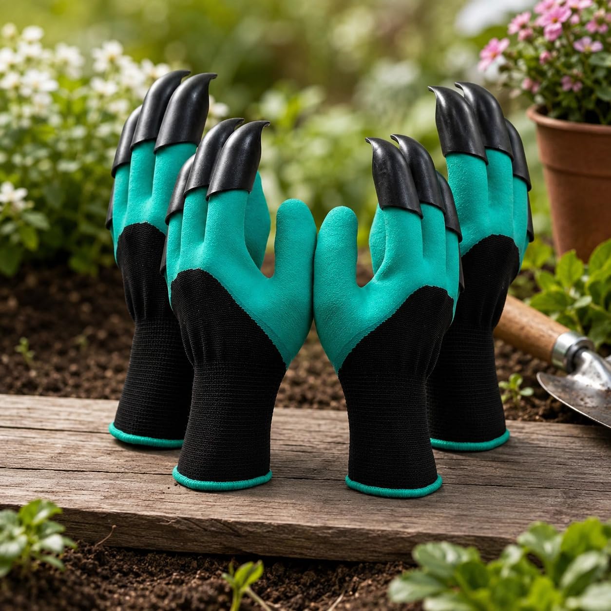 Gloves for Gardening Work – Heavy Duty Washable Gardening Gloves for Home Garden Use with ABS Claws on Right Hand Fingertips for Digging (Free Size, Green, Pack of 1)(G-105)-image-20
