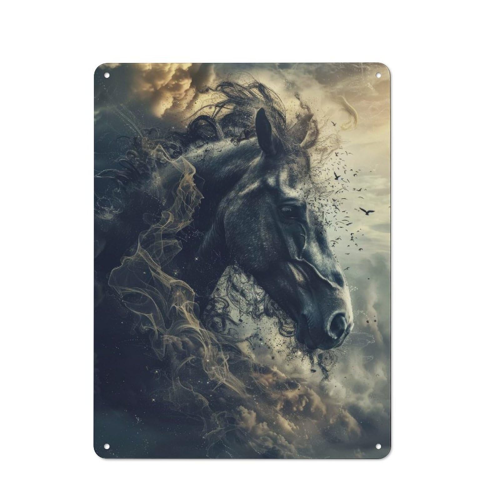 Junmoney Style-7 Metal Plaque 40X30cm With Surrealism Horse For Hallway Wall, Rustic Decor, A Metal Wall Feature For Hallways And Entrance Areas