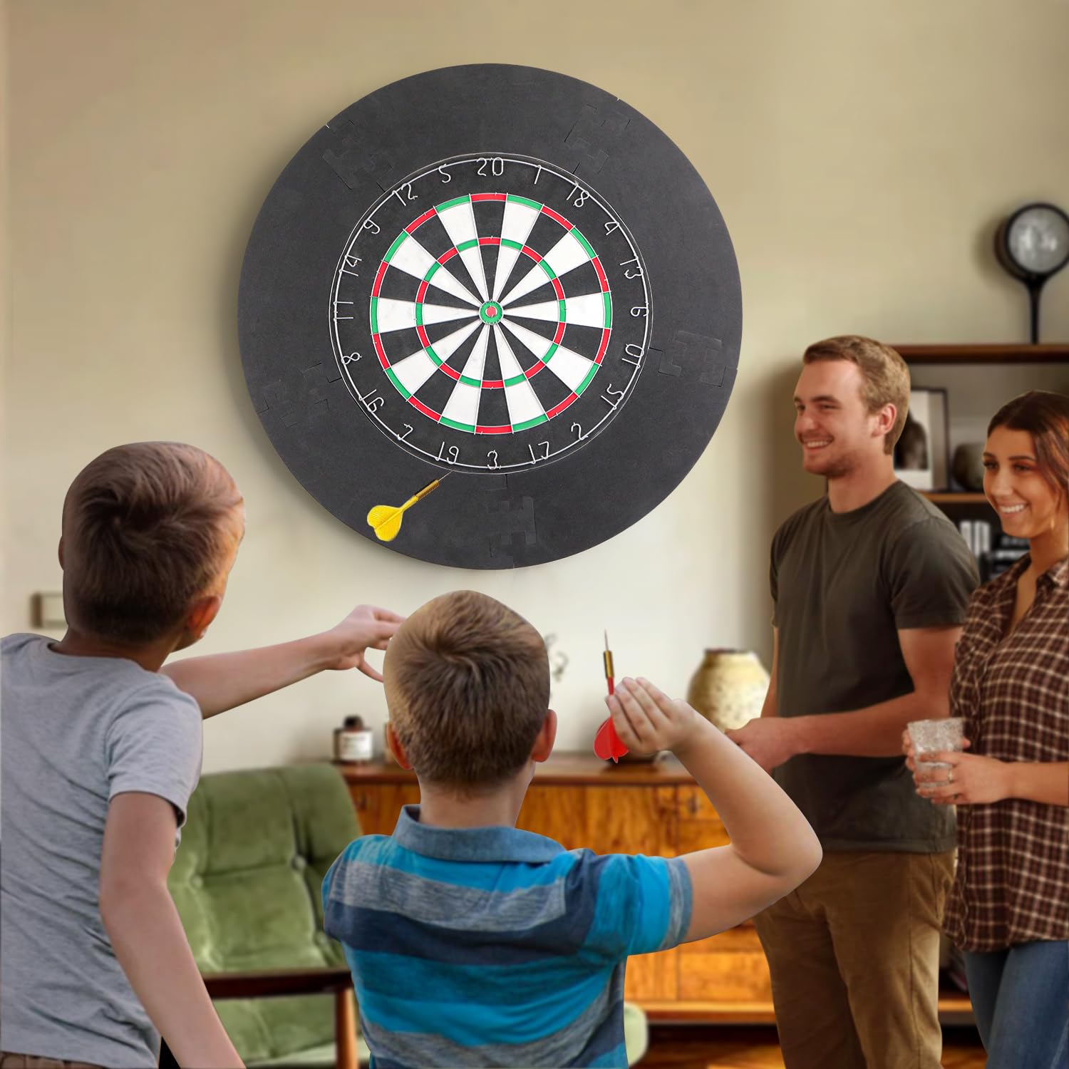 dartscheibe Surround auffangring dartscheibe schutzring Eva Dart Surround wandschutz, 45 cm Dart catchring Surround, 5 teiliger Backboard Ring 18 Zoll für Trainingsboard