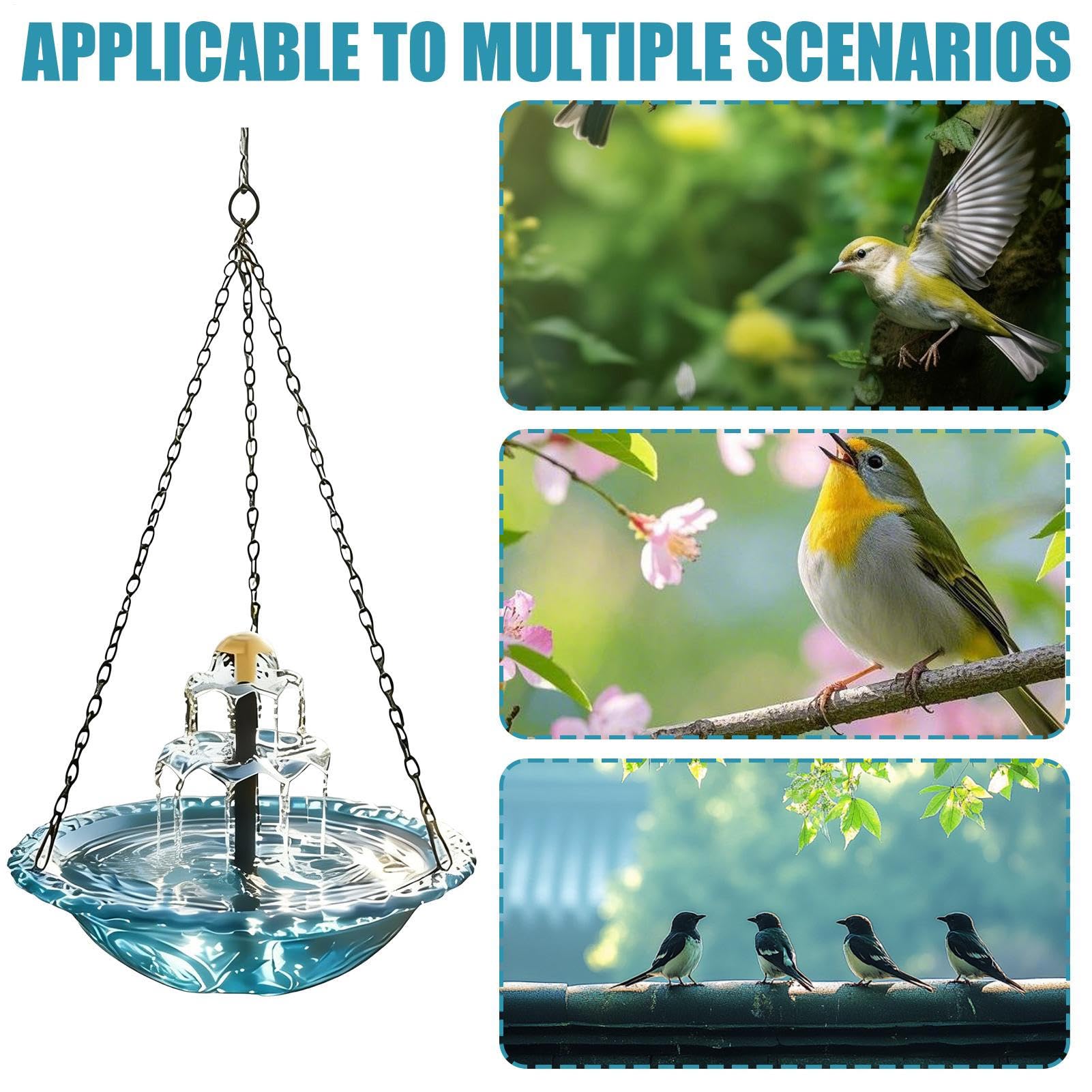 Fontaines pour bain d'oiseaux solaires pour l'extérieur | Fontaine pour bain d'oiseaux extérieure à suspendre - Fontaine solaire pour colibris - pour les observateurs d'oiseaux, balcon, porche, cour