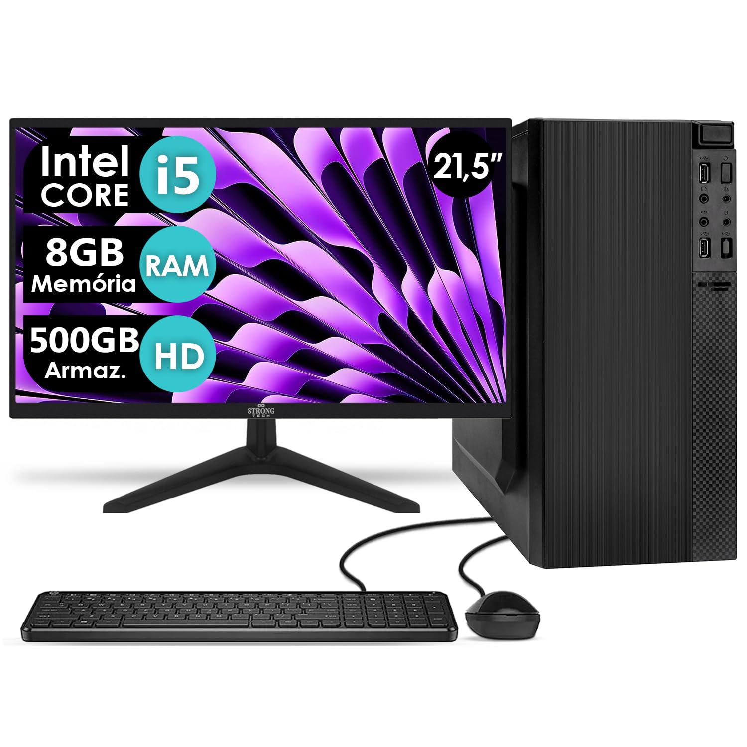 Computador Completo Intel Core i5 8GB HD 500GB Monitor 21,5