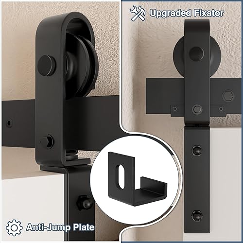 Miniatura 3 de DonYoung Kit de herrajes para puertas corredizas de granero de 40 pulgadas para 2 puertas, rodillo de montaje lateral resistente para un