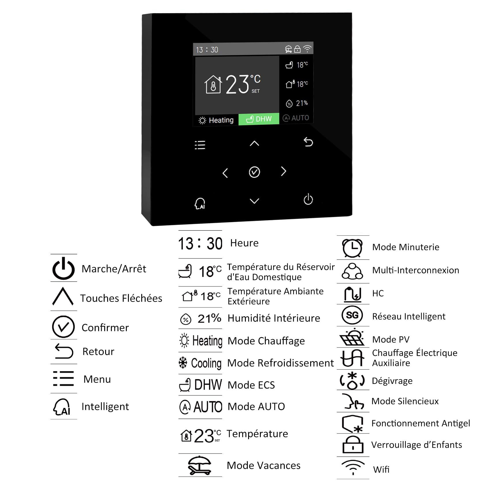 Smad R290 12KW Inverter Luft Wärmepumpe, Warmwasser 30-60 ℃, Kühlung 5-25℃, Heizung 24-75℃, monoblock, COP 4.9, Wifi, 220-240V 50Hz, Frostschutz, Silent-Modus, elektrische Zusatzheizung