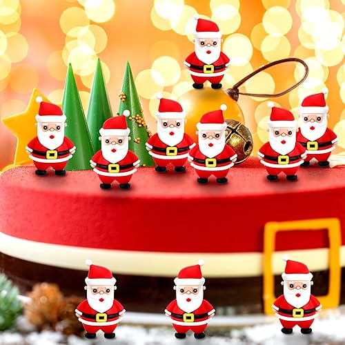 Miniatura 6 de Liliful 36 piezas de decoraciones de Papá Noel de Navidad, figuras coleccionables de mesa en miniatura, medias de peluche de Papá Noel, decoración