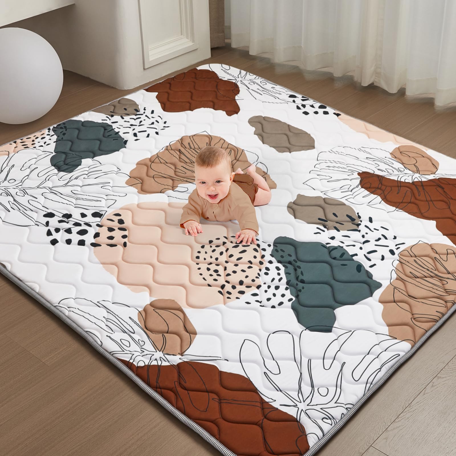 TreeBud Baby Play Mat - Thicken 71x59 Inch Soft Foam Crawling Mat for Playpen & Floor, Non-Slip Waterproof Activity Playmats for Infants & Toddlers,