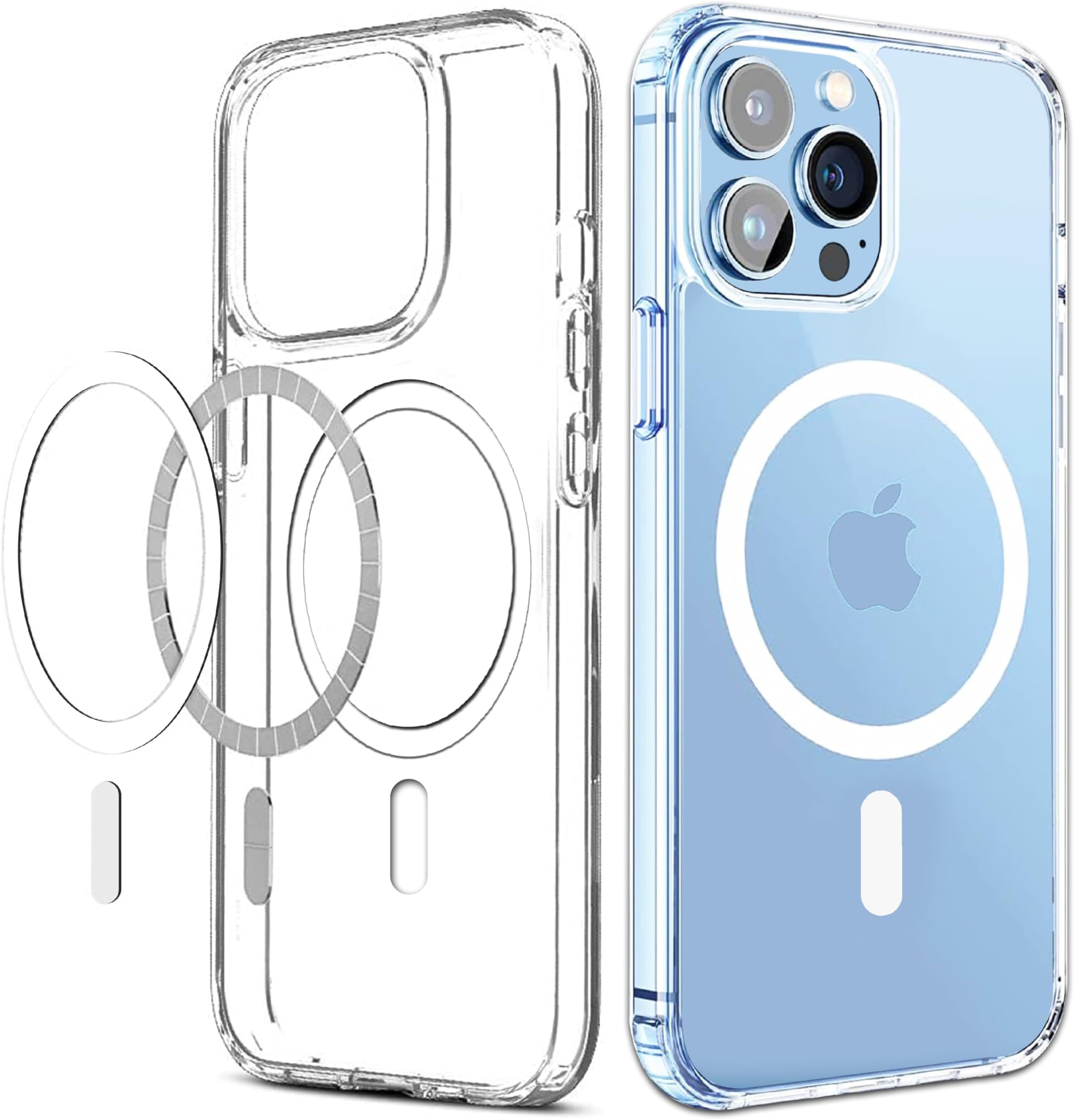 CEDO Magfit Backcover for iPhone 13 Pro | Mag-Safe Wireless Charging | Designed with Magnetic Lock Shockproof Phone Bumper Transparent Back Case Cover (Transparent)