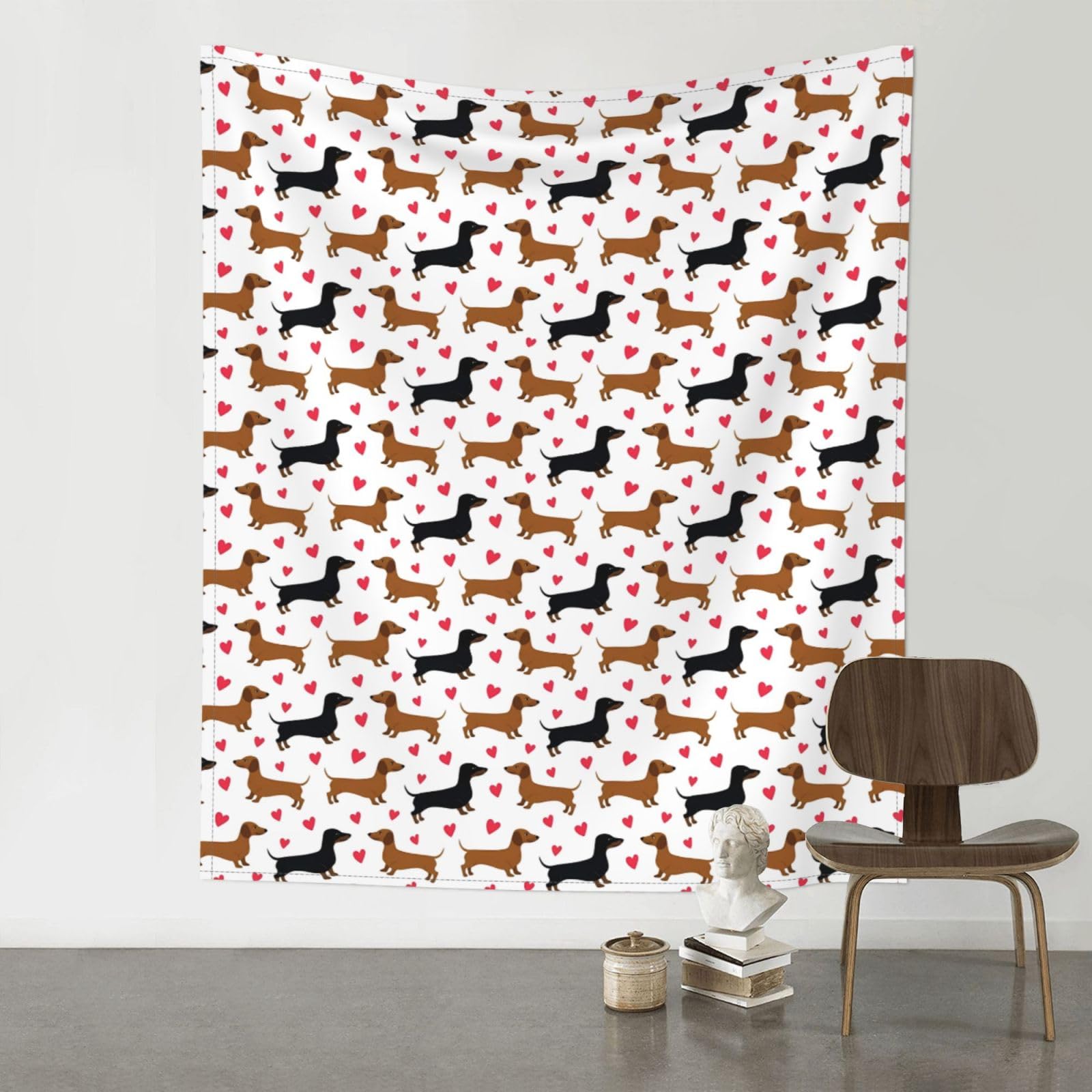 YYHWHJDE Romantic Dachshunds Prints 60x51in Wall Tapestry – High-Grade Polyester Throw for Dorm, Beach & Home Decor