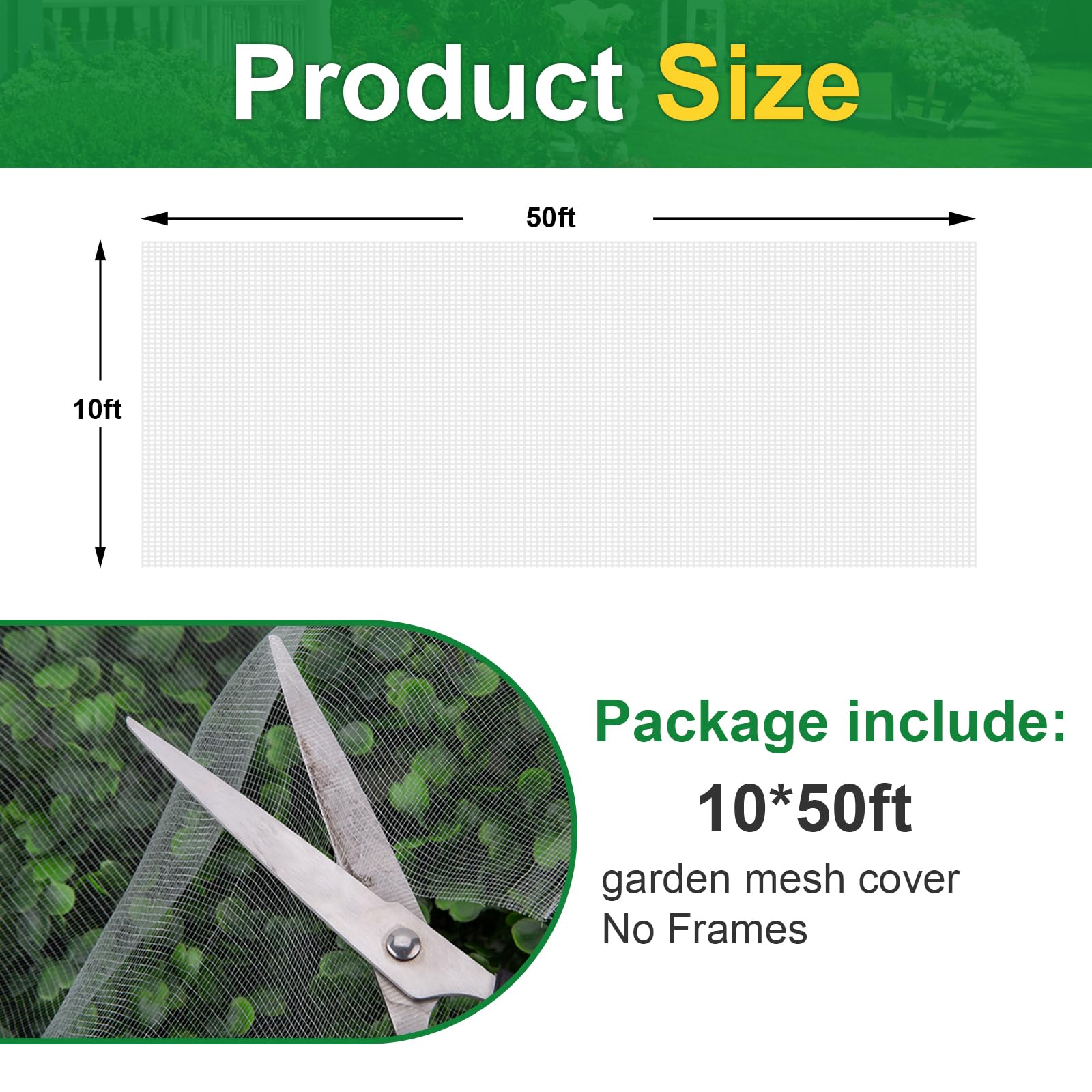NONMON Filet de jardin en maille ultra fine de 3 x 15,2 m pour protéger le jardin, les arbres fruitiers, les légumes, les myrtilles, les plantes, les rangées de plantes