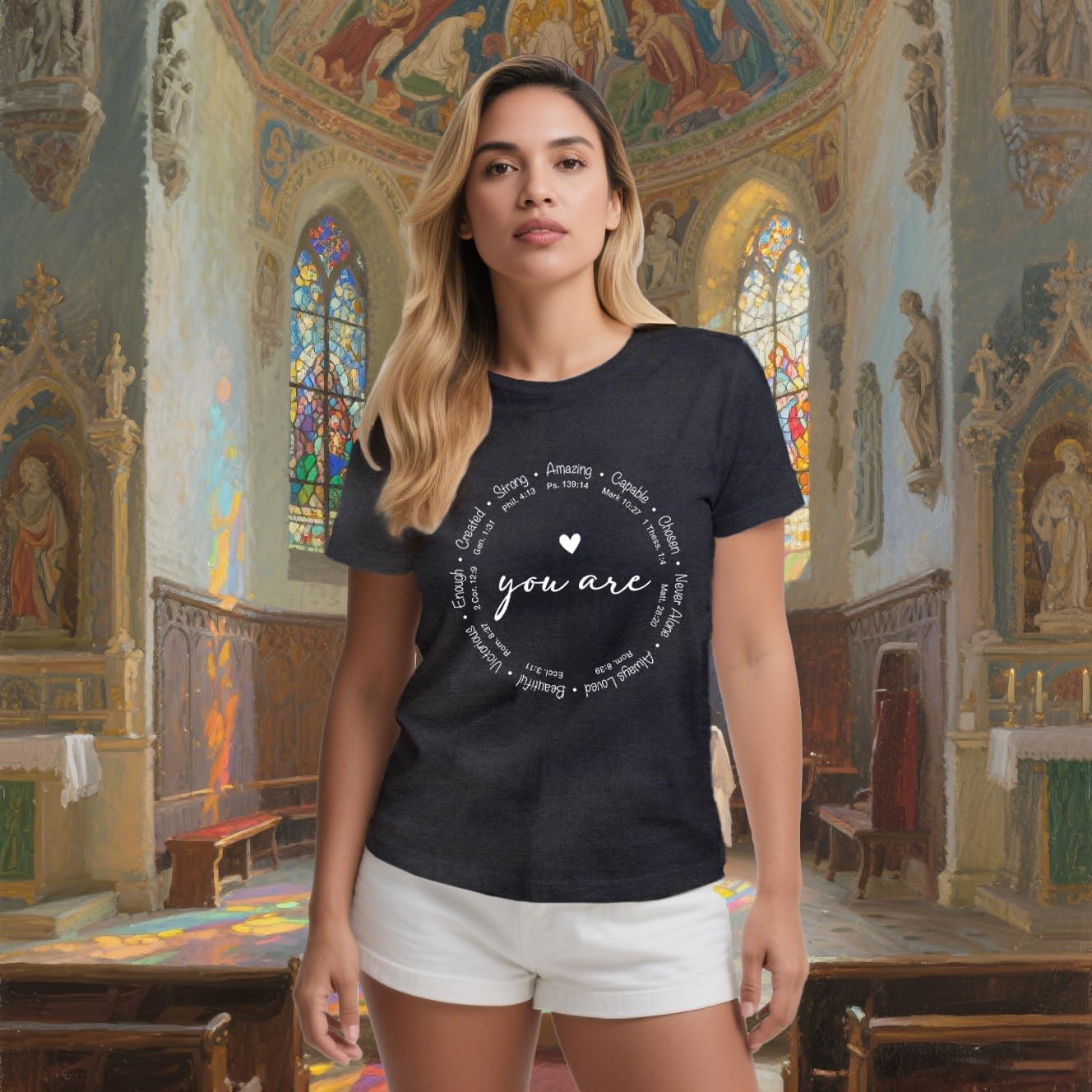 Christian Shirts for Women You are Inspiration Cute Heart Shirt Bible Verse Blessed Faith Top - Image 2