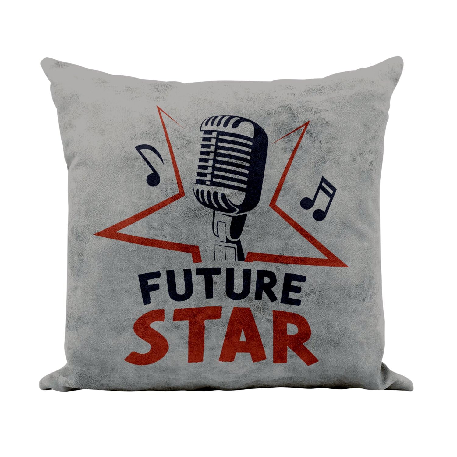 Coussin similicuir gris 40x40 cm Future Star Singer pour deco de chambre