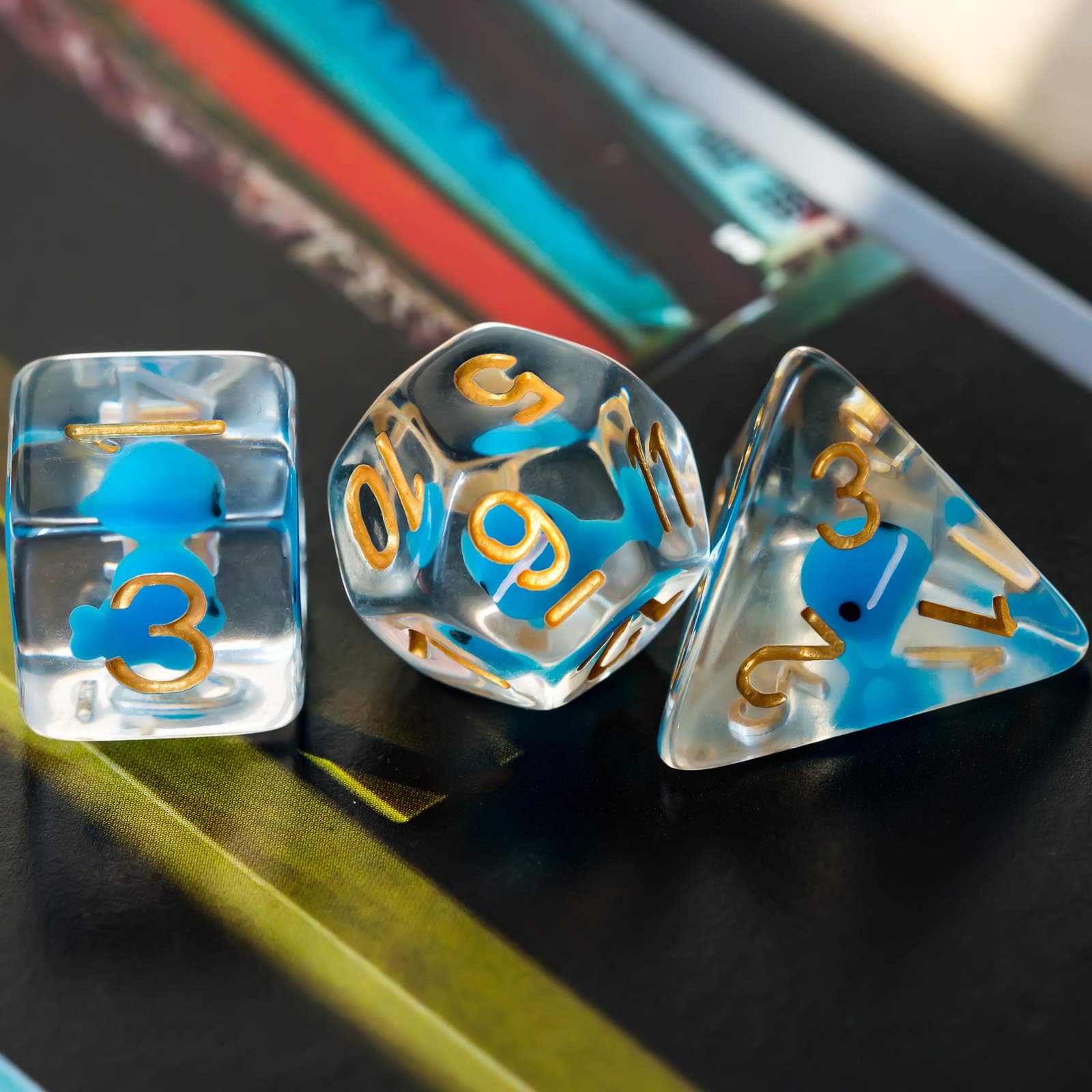 Cusdie Juego de dados poliédricos de 7 troqueles, de animales, para juegos de rol, Dragones y mazmorras (D&D), dados MTG Pathfinder (ballena)