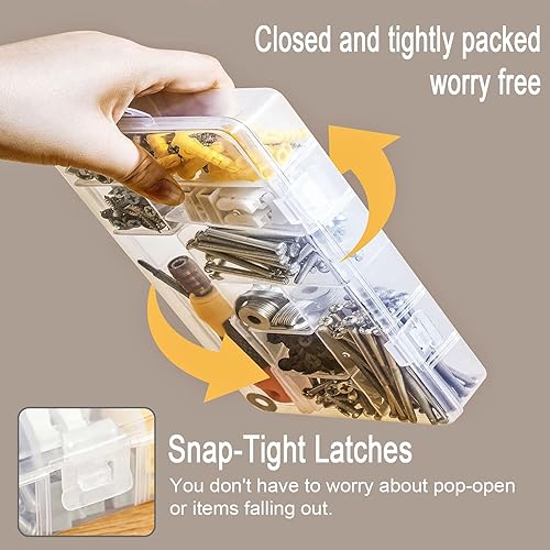 Miniatura 8 de Paquete de 2 organizadores de manualidades de 18 rejillas y organizador de cuentas de almacenamiento con divisor ajustable, plástico, transparente