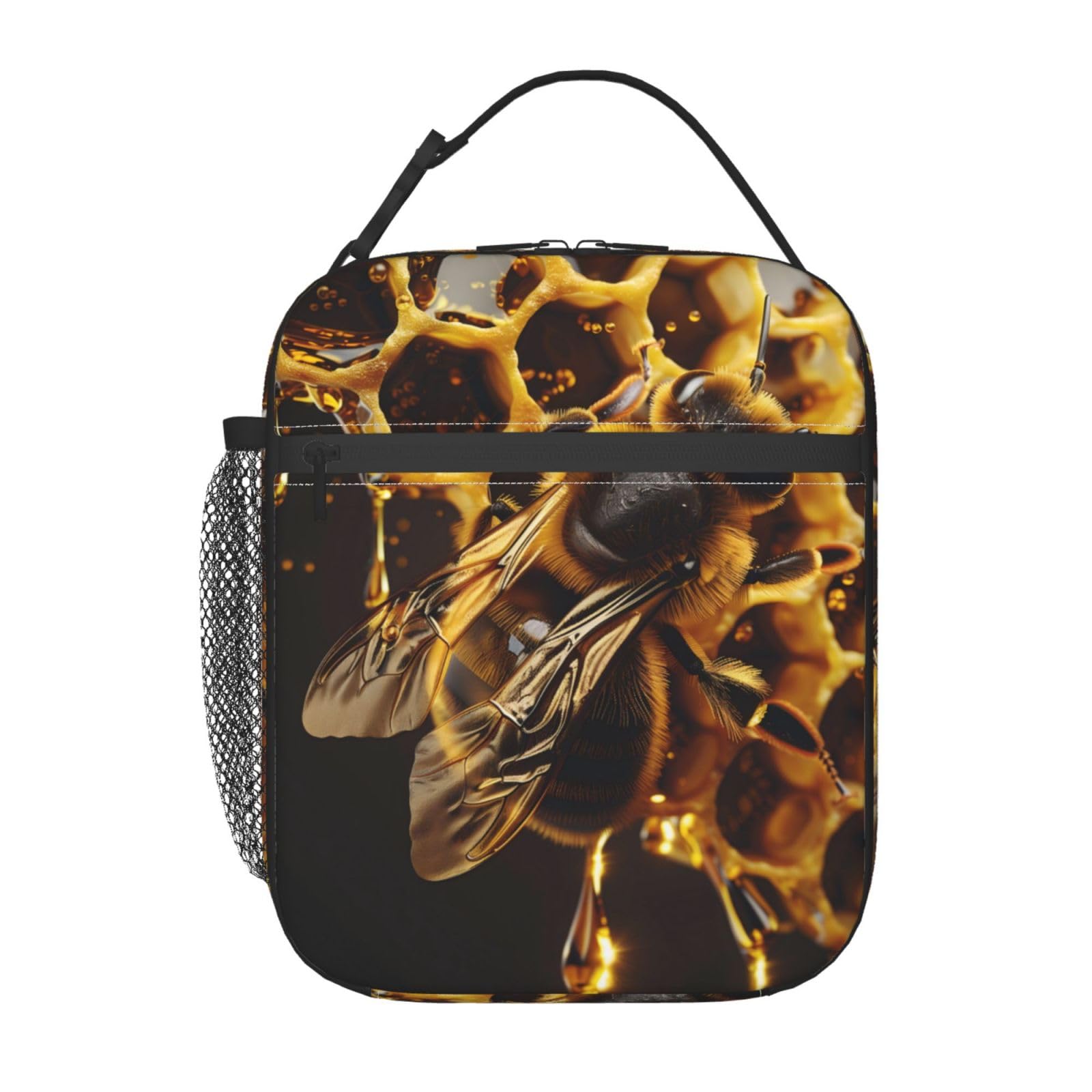 VANZEV Insulated Lunch Box for Women Men, Bee Lunch Box Reusable Portable Lunch Bag Cooler Tote Waterproof Lunch Container for Office Picnic Work