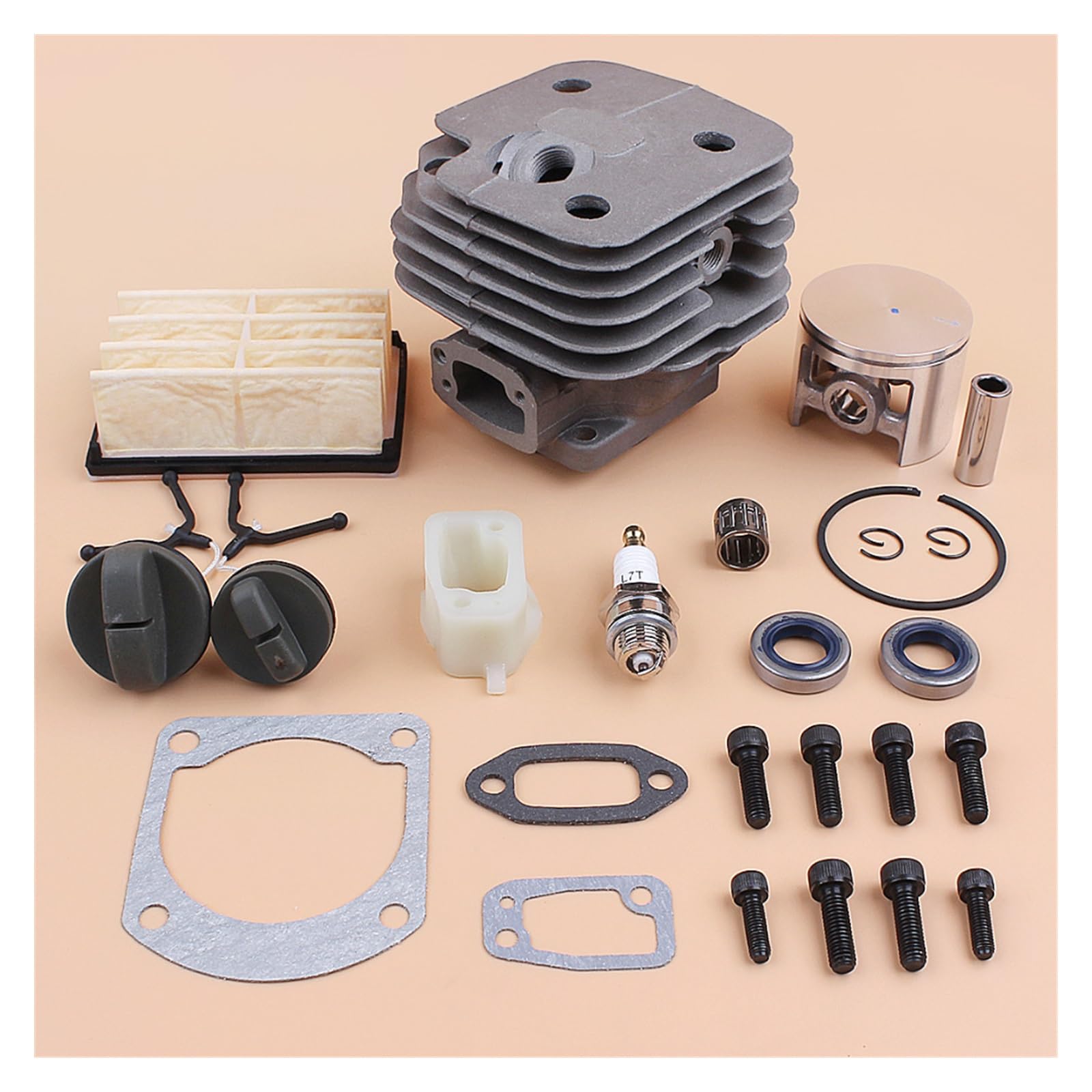 Kit de tapas de filtro de aire de tornillos de escape de pistón de cilindro de 52mm for reemplazo de motosierra de gasolina H 268 272 XP 272XP