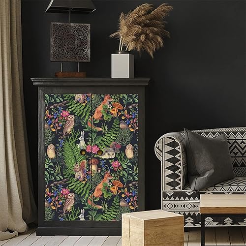 Miniatura 5 de Blooming Wall Papel tapiz autoadhesivo extraíble con diseño de animales en bosque verde, decoración de pared