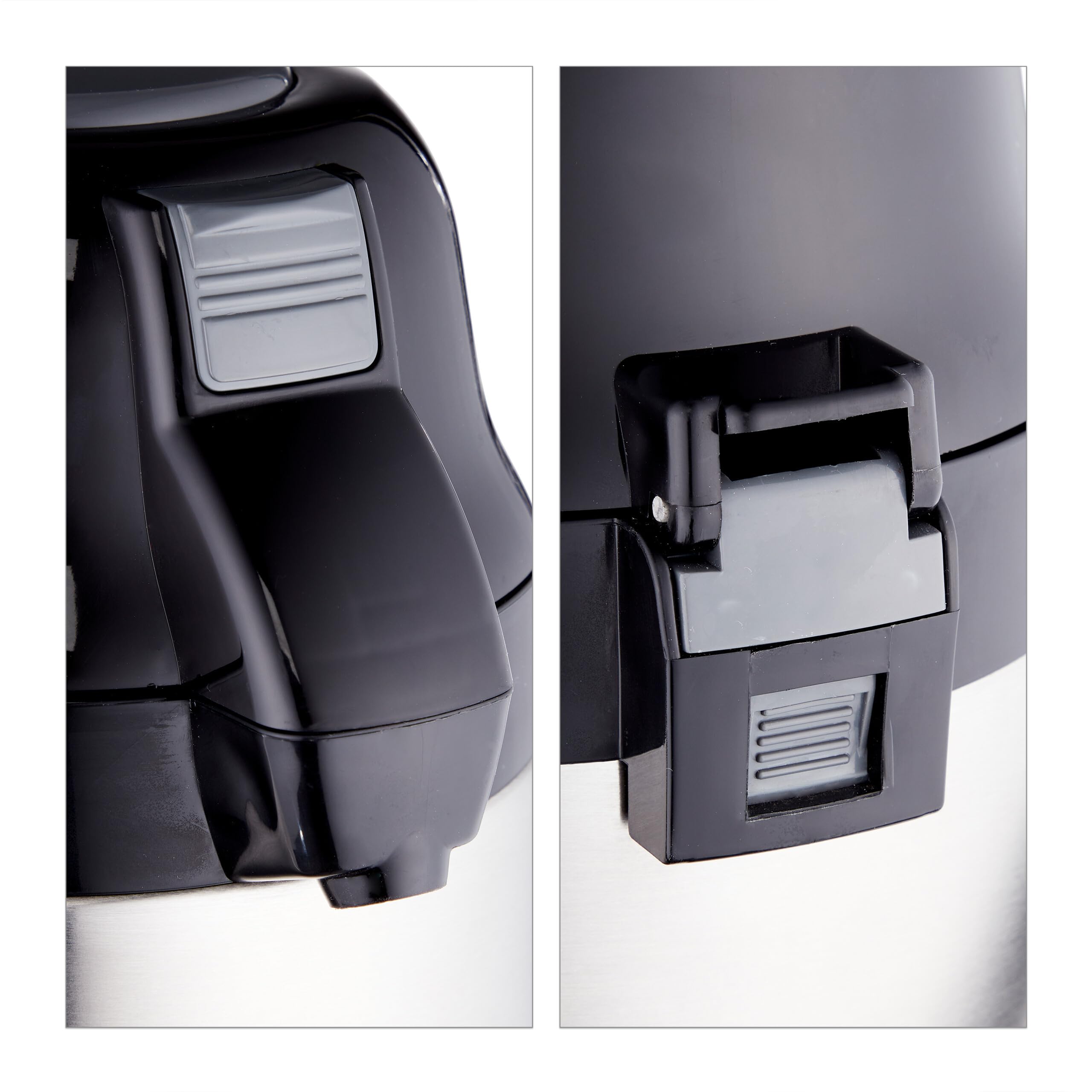 Relaxdays Termo para Café con Dispensador de 2,2 L, Tapa con Bomba y Pulsador, Oficina, Gastronomía, Plateado y Negro