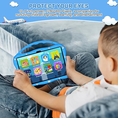 Miniatura 3 de MengDash Tableta para niños, tableta de 10.1 pulgadas para niños de 3 a 10, tableta educativa de aprendizaje para niños pequeños Android 14, 8 GB de